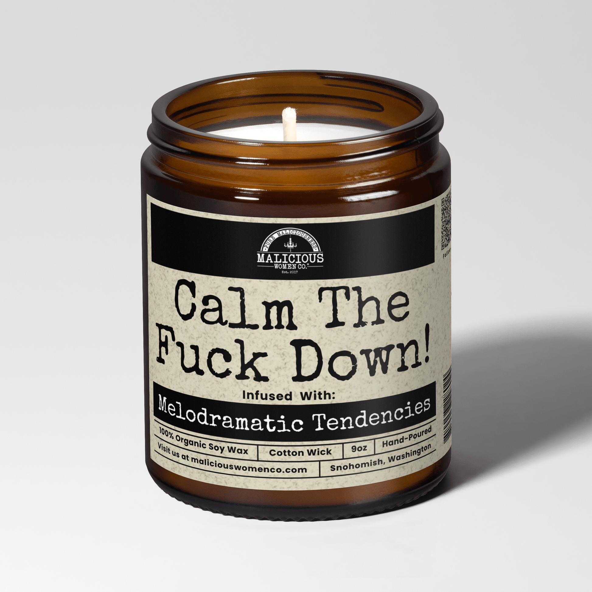 Calm The Fuck Down 9oz Funny Candle Malicious Women Co - Malicious Women Co. - Candles