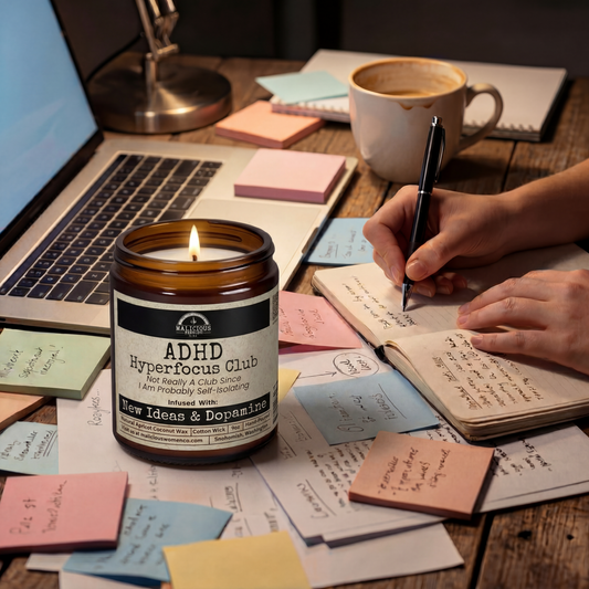 ADHD Hyperfocus Club 9oz Mental Health Candle Malicious Women Co