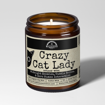 Crazy Cat Lady 9oz Funny Candle Malicious Women Co