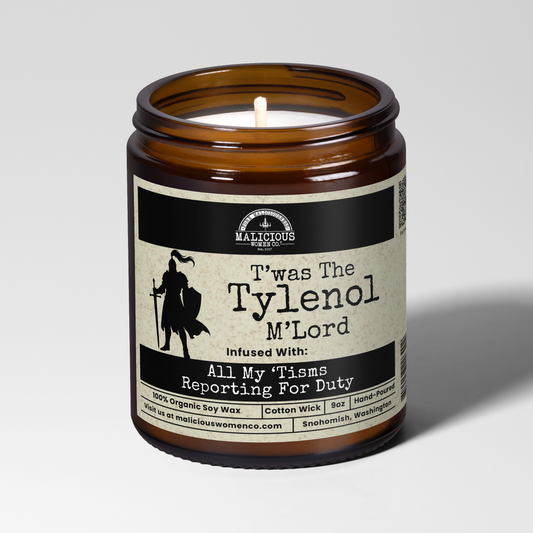 Twas The Tylenol | 9oz Funny Mental Health Candle | Malicious Women Co.