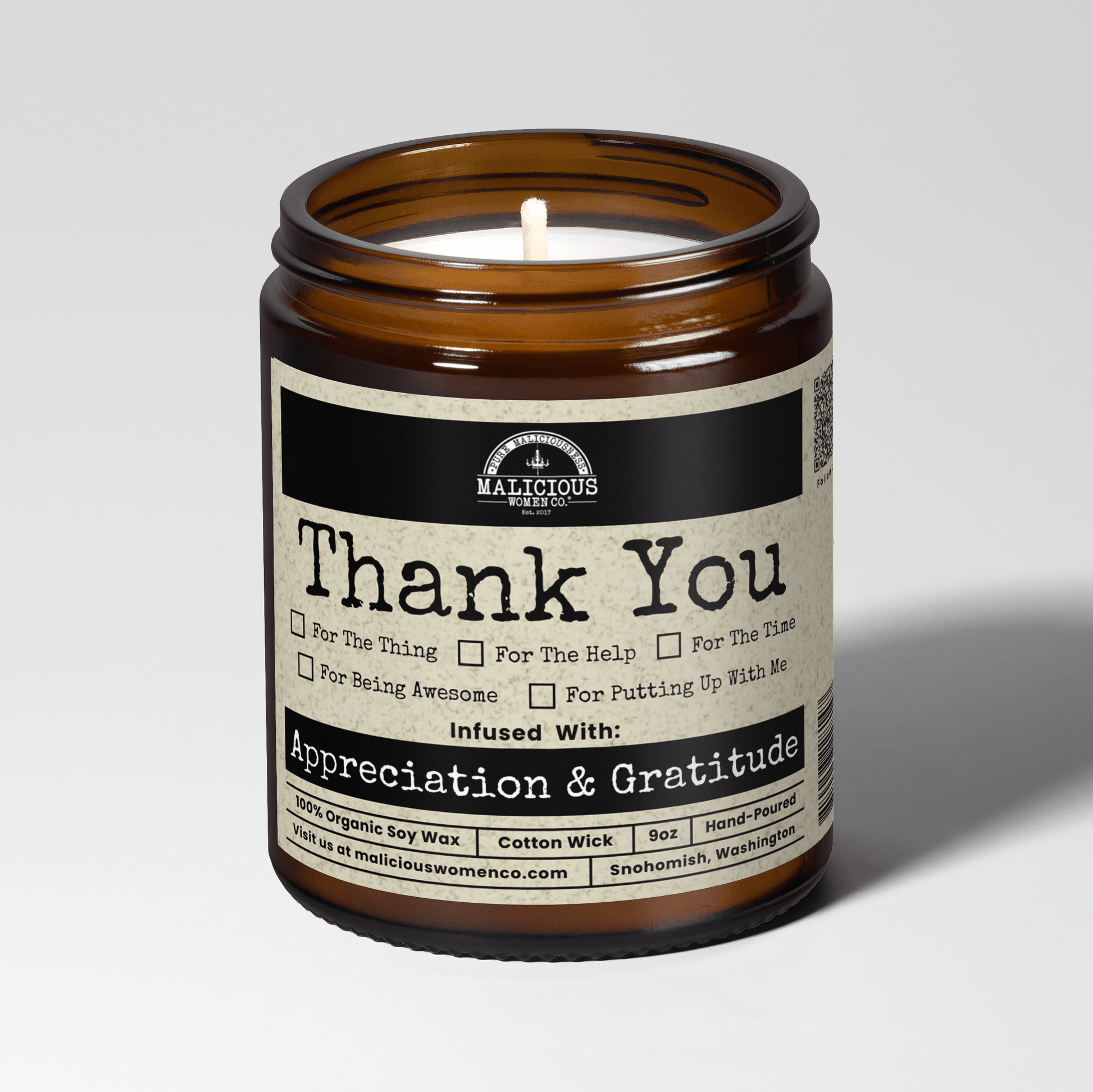 All The Thanks 9oz Funny Candle Malicious Women Co - Malicious Women Co. - Candles