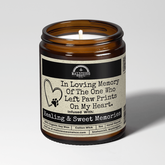 In Loving Memory Of The One Who Left Paw Prints On My Heart 9oz Family Candle Malicious Women Co - Malicious Women Co. - Candles